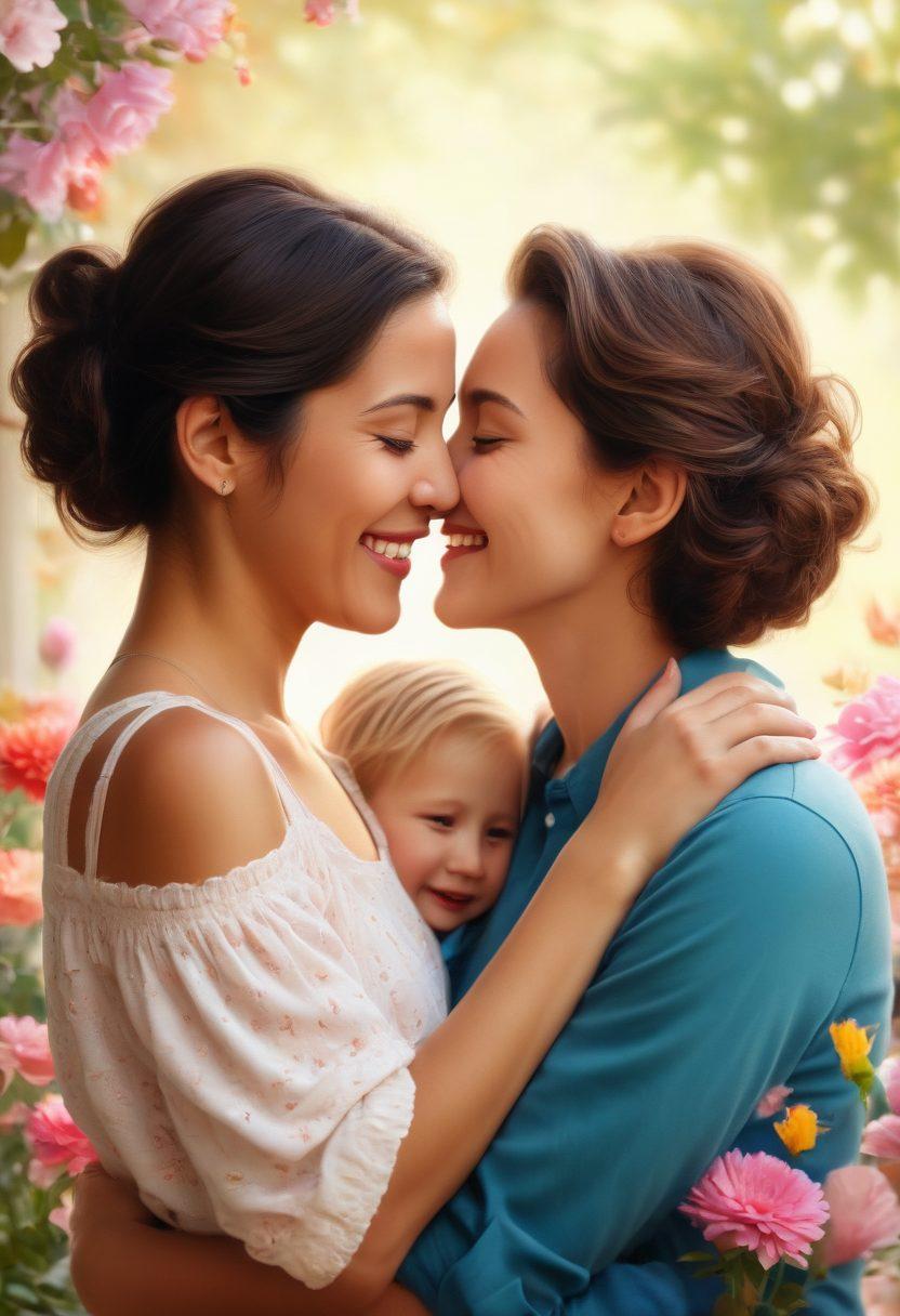 A heartwarming scene of diverse families and friends sharing joyful moments together, capturing expressions of love through laughter, hugs, and shared activities. Visual elements like hearts, flowers, and warm light create a cozy atmosphere, emphasizing the bond between individuals. The background features soft pastel colors to evoke a sense of tenderness and nostalgia. Vibrant and inviting, this image symbolizes everlasting love and cherished memories. super-realistic. vibrant colors.